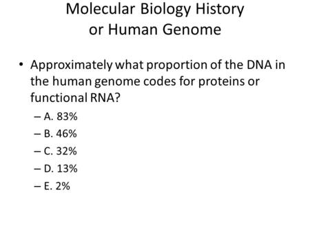 Molecular Biology History or Human Genome