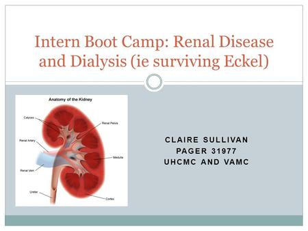 CLAIRE SULLIVAN PAGER 31977 UHCMC AND VAMC Intern Boot Camp: Renal Disease and Dialysis (ie surviving Eckel)