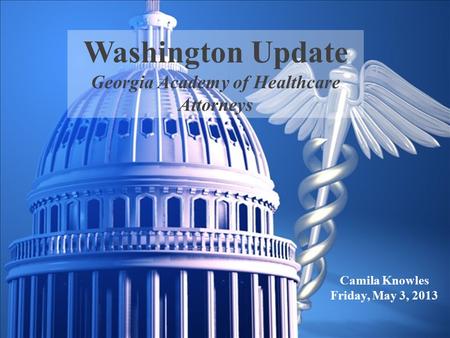 Camila Knowles Friday, May 3, 2013 Washington Update Georgia Academy of Healthcare Attorneys.