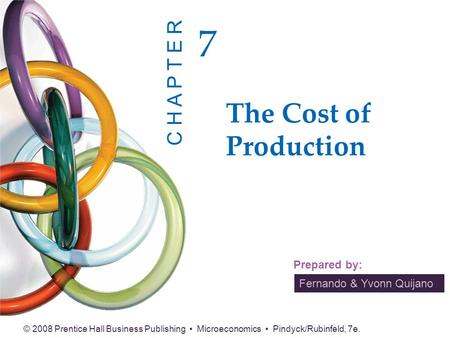 Fernando & Yvonn Quijano Prepared by: © 2008 Prentice Hall Business Publishing Microeconomics Pindyck/Rubinfeld, 7e. The Cost of Production 7 C H A P T.