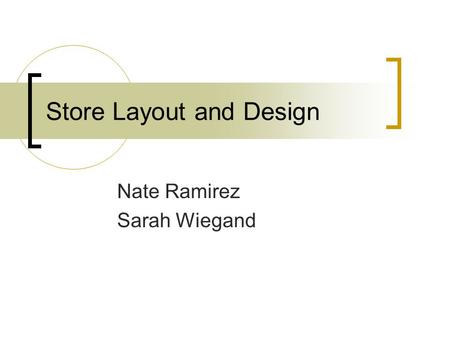 Store Layout and Design Nate Ramirez Sarah Wiegand.