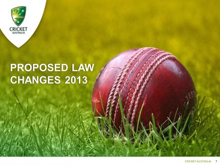 1 CRICKET AUSTRALIA PROPOSED LAW CHANGES 2013. 2 CRICKET AUSTRALIA LAW 2SUBSTITUTES AND RUNNERS  Only the Striker (while receiving/playing at a delivery)