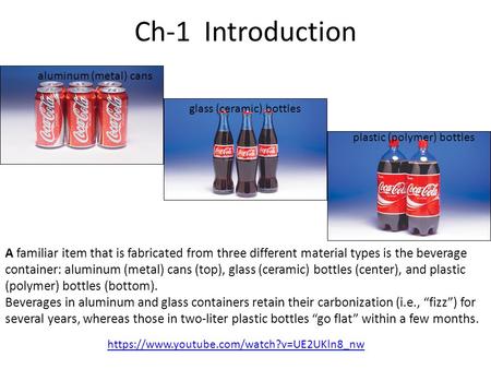 Ch-1  Introduction aluminum (metal) cans glass (ceramic) bottles