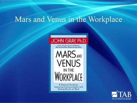 Mars and Venus in the Workplace.  Men and women have different communication styles  Different rules and values are not understood  Leading to incorrect.