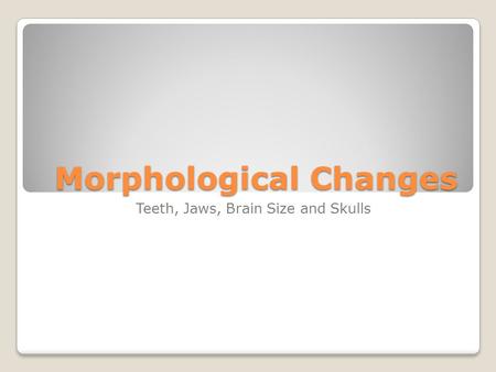 Morphological Changes Teeth, Jaws, Brain Size and Skulls.