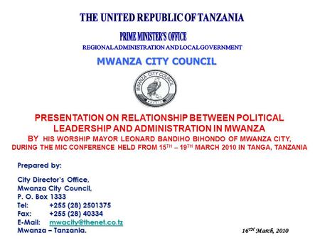 THE UNITED REPUBLIC OF TANZANIA