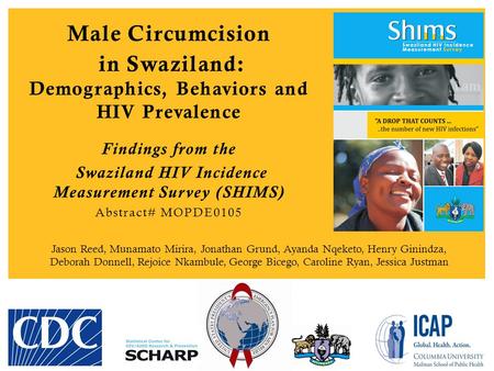 Male Circumcision in Swaziland: Demographics, Behaviors and HIV Prevalence Findings from the Swaziland HIV Incidence Measurement Survey (SHIMS) Abstract#