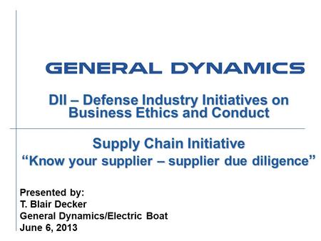 DII – Defense Industry Initiatives on Business Ethics and Conduct