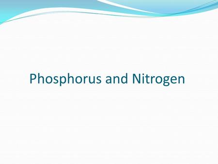 Phosphorus and Nitrogen. Phosphorus How is P used in organisms? Biomolecules ADP and ATP nucleic acids phospholipids (cell membranes) apatite (bones and.
