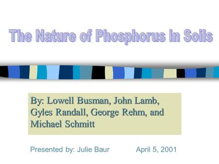 By: Lowell Busman, John Lamb, Gyles Randall, George Rehm, and Michael Schmitt Presented by: Julie Baur April 5, 2001.