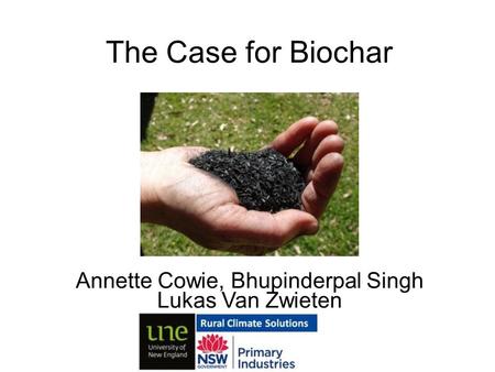 Annette Cowie, Bhupinderpal Singh Lukas Van Zwieten The Case for Biochar.