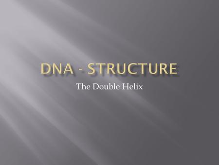 The Double Helix.  Composed of 5 types of elements – Carbon, Hydrogen, Oxygen, Nitrogen and Phosphorus  Organized in three main components  Phosphate.