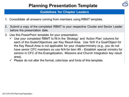 Planning Presentation Template Guidelines for Chapter Leaders