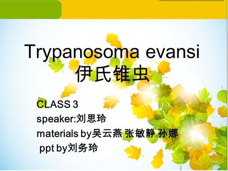 Trypanosoma evansi 伊氏锥虫