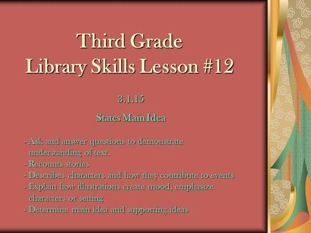 Third Grade Library Skills Lesson #12