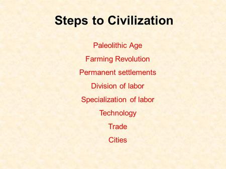Steps to Civilization Paleolithic Age Farming Revolution