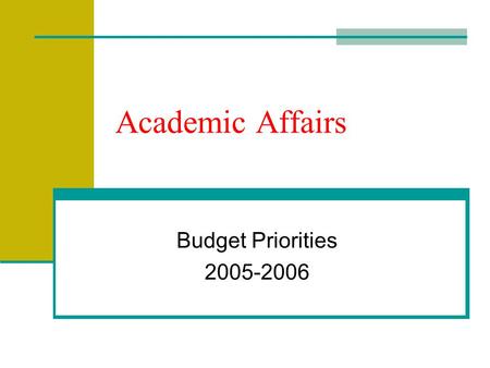 Academic Affairs Budget Priorities 2005-2006. Mission The faculty, staff, administrators, and students of California State University, Stanislaus are.