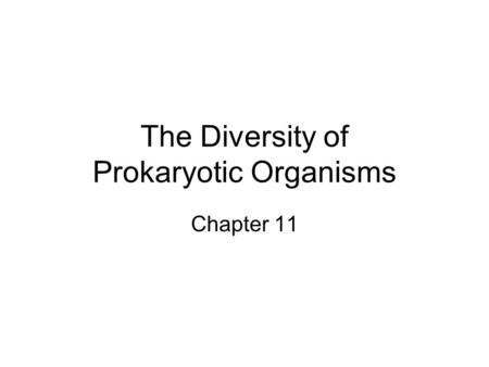 The Diversity of Prokaryotic Organisms