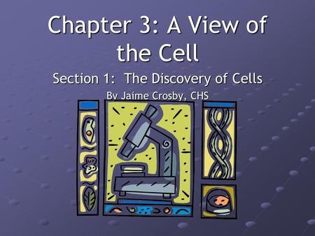 Chapter 3: A View of the Cell Section 1: The Discovery of Cells By Jaime Crosby, CHS.