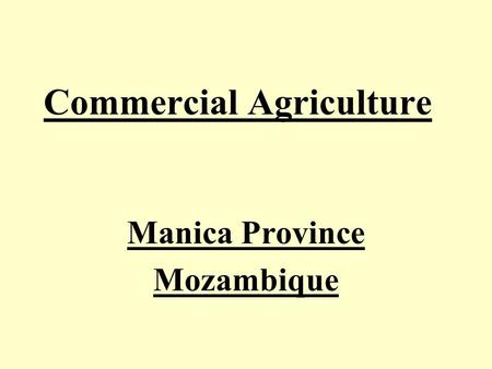 Commercial Agriculture Manica Province Mozambique.