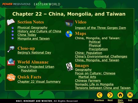 Chapter 22 – China, Mongolia, and Taiwan