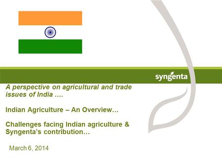 A perspective on agricultural and trade issues of India …