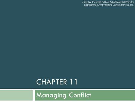 Chapter 11 Managing Conflict