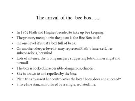 The arrival of the bee box…..
