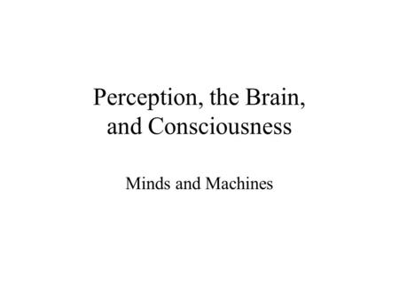 Perception, the Brain, and Consciousness Minds and Machines.