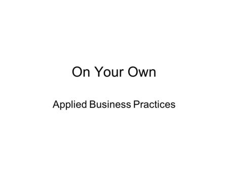 Applied Business Practices