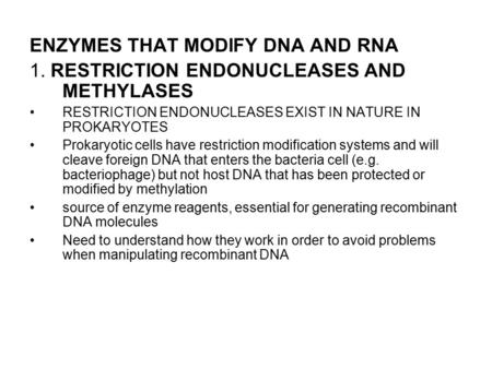 ENZYMES THAT MODIFY DNA AND RNA