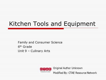 Kitchen Tools and Equipment