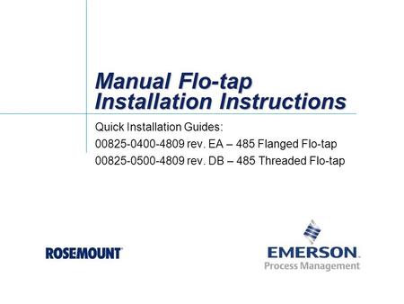 Manual Flo-tap Installation Instructions