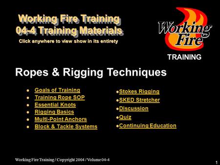 Working Fire Training 04-4 Training Materials