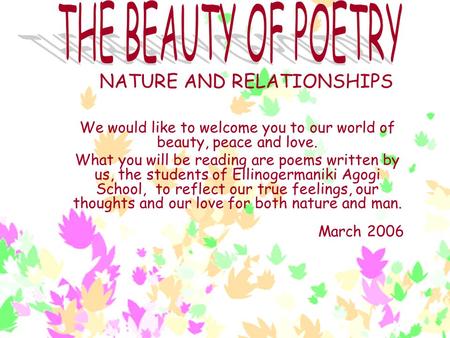 NATURE AND RELATIONSHIPS