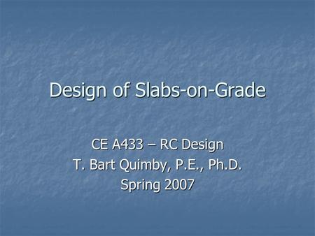Design of Slabs-on-Grade