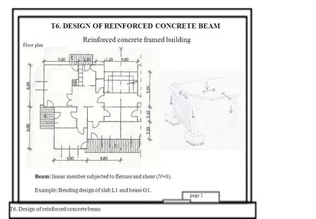 T6. DESIGN OF REINFORCED CONCRETE BEAM Reinforced concrete framed building T6. Design of reinforced concrete beam page 1. Alaprajz Floor plan Beam: linear.
