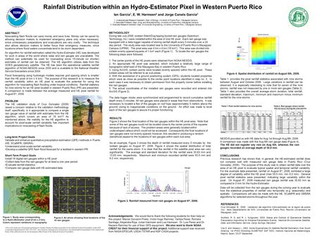 CONCLUSIONS Previous research has shown that, in general, the HE-estimated rainfall does not compare well with measured rain gauge data in Puerto Rico.