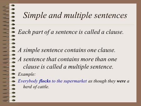 Simple and multiple sentences