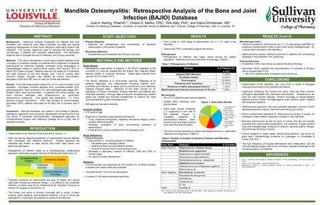Mandible Osteomyelitis: Retrospective Analysis of the Bone and Joint Infection (BAJIO) Database Julie A. Harting, PharmD 1,2, Cheick O. Mariko, CRC 1,