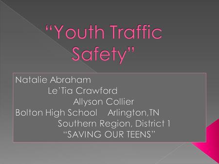 Creative Commons License “Youth Traffic Safety” by Bolton FCCLA Morgan's Leaders is licensed under a Creative Commons Attribution-NonCommercial- NoDerivs.