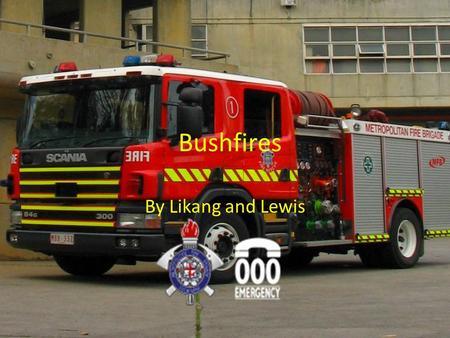 Bushfires By Likang and Lewis. What is a bushfire? A bush fire is a fire that can be lit naturally or by person.