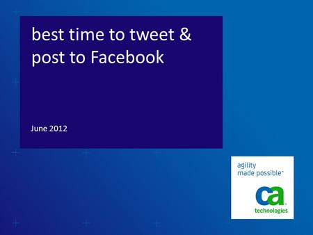 Best time to tweet & post to Facebook June 2012.  Based on a report released by Bitly in May 2012 that monitored click-through rates for content shared.
