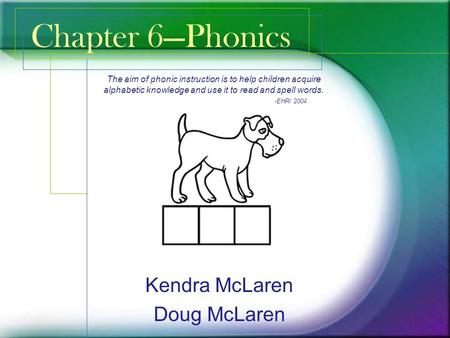 Chapter 6—Phonics Kendra McLaren Doug McLaren