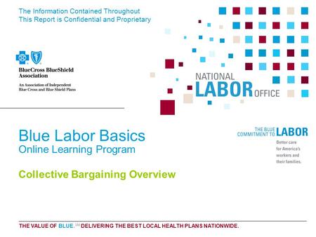 The Information Contained Throughout This Report is Confidential and Proprietary THE VALUE OF BLUE. SM DELIVERING THE BEST LOCAL HEALTH PLANS NATIONWIDE.