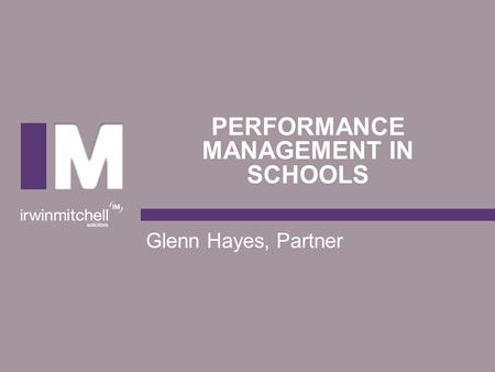 Performance management IN SchOOLS