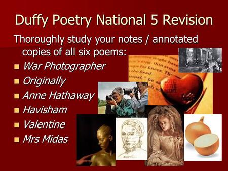 Duffy Poetry National 5 Revision