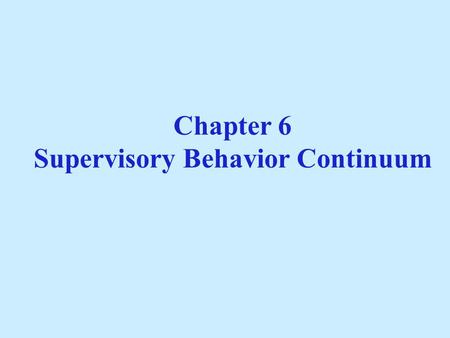 Categories of Supervisory Behaviors