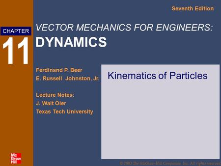 Kinematics of Particles