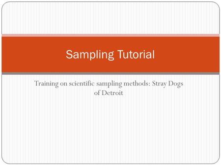Training on scientific sampling methods: Stray Dogs of Detroit Sampling Tutorial.